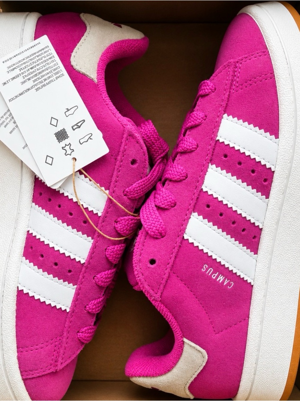 Adidas Campus Pink White Sneakers Sz 5.5 Youth/7 Women